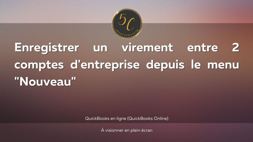 Enregistrer un virement entre 2 comptes d'entreprise depuis le menu "Nouveau"
